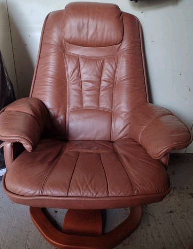Brown leather armchair with - leather,