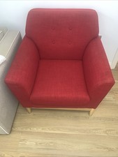 Designer red armchair, high