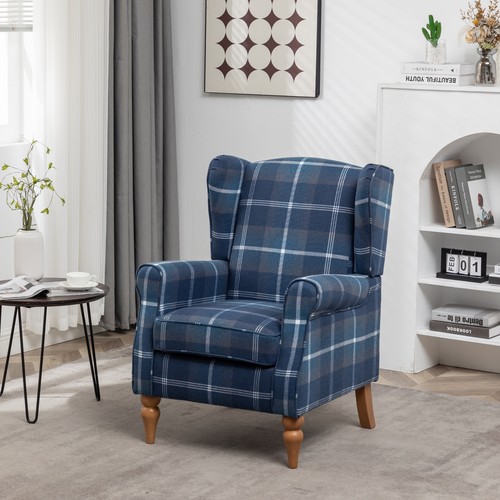High wing back armchair tartan - high,