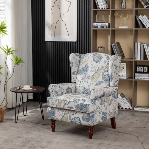 High wing back armchair fabric - high,