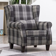 High Wing Back Armchair Tartan