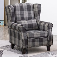High Wing Back Armchair Tartan